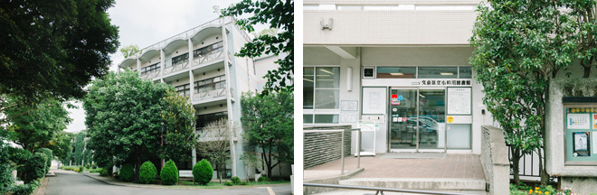 （左）学大附属竹早小・中学校（右）豊富な音楽資料がそろう小石川図書館
