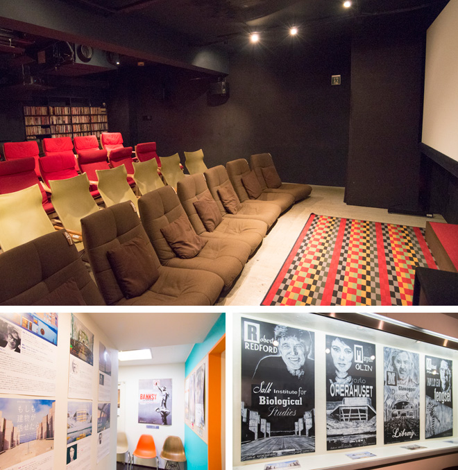 映画配給会社が運営する映画館「渋谷アップリンク」（UPLINK）。ホームシアターのように、リラックスしながら映画を観ることができる贅沢空間。アートやドキュメンタリーなど、ここでしか見られない映画が上映され、オクシブのカルチャー・センター的存在。