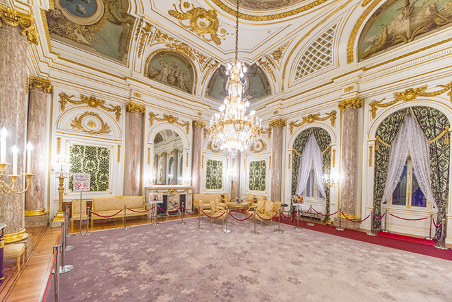 今回、特別公開された「朝日の間」。国賓、公賓の表敬訪問に使われるなど、最も格式の高い部屋。